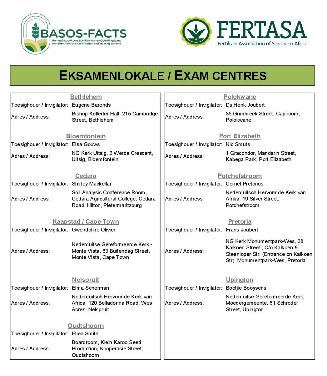 Exam Centres Fertasa